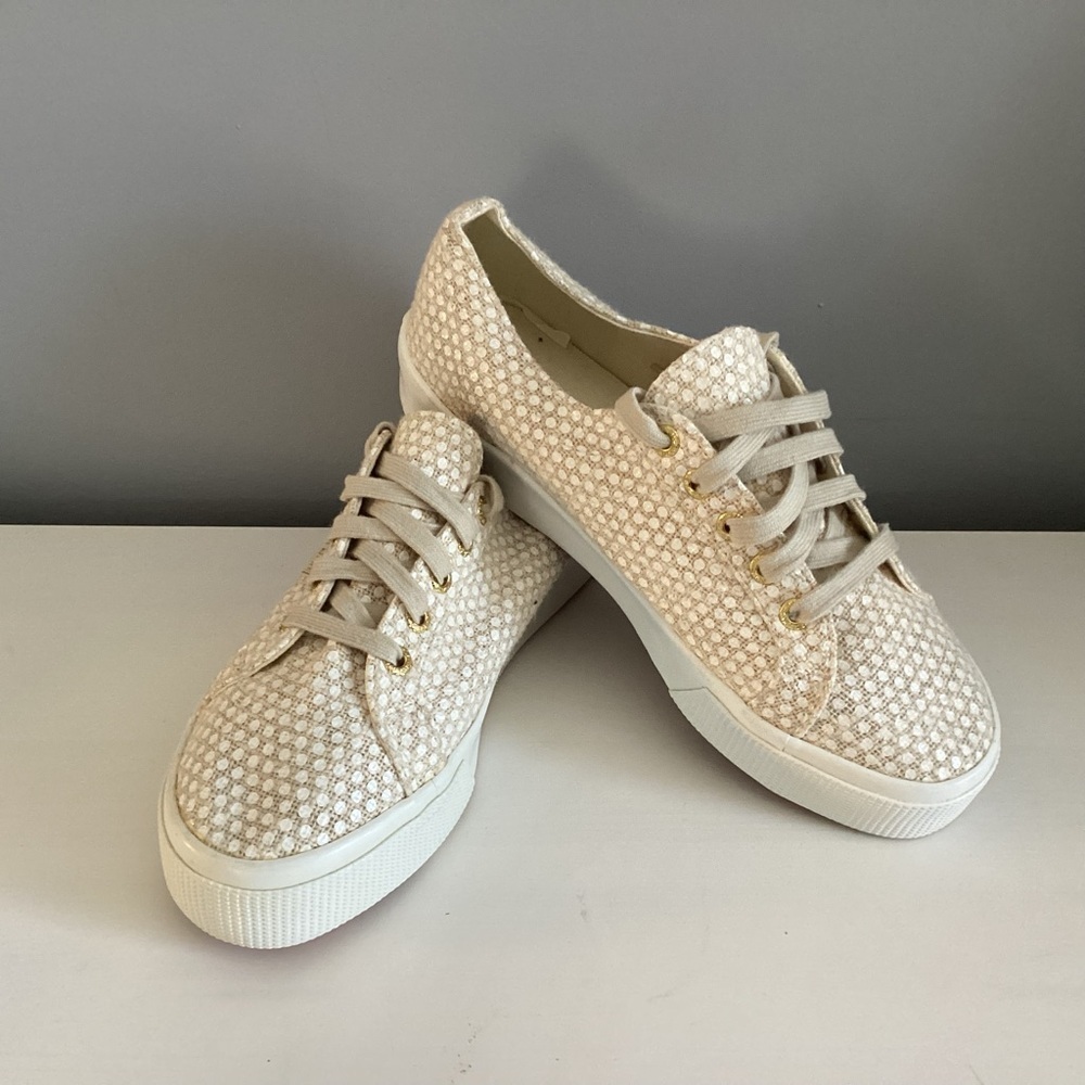 White Superga Platform Sneakers White & Gold 6 NWOT - Picture 2 of 7